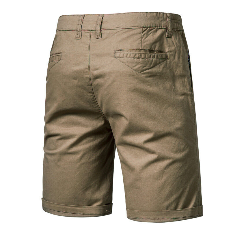 Mens Cargo Shorts Elastic Waist Casual Work Wear 100% Cotton Trousers ...
