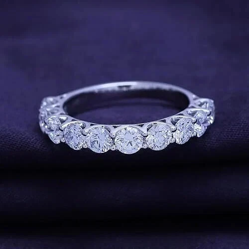 0.50 Ct Round Cut Lab Grown Diamond Wedding Band Stacking Ring 14k White Gold - Image 3 of 4