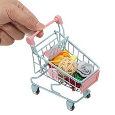 Mini Shopping Cart, Tiny Shopping Cart Supermarket Handcart, Blue Pink