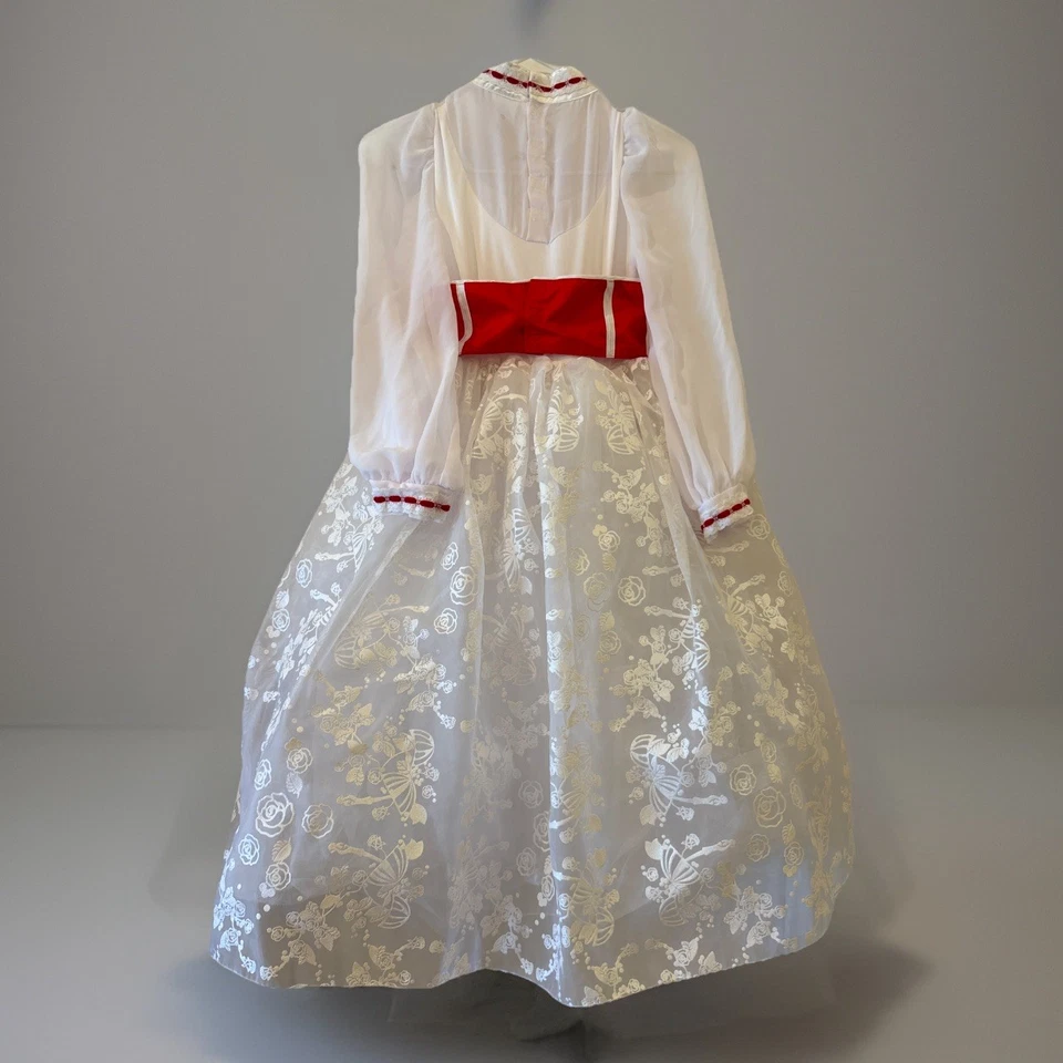 Disney Mary Poppins Dress Halloween Costume Girls Sz 11/12 White Lace -READ - Image 2 of 4