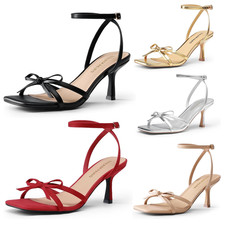 Women's Square Open Toe Heel Sandals Ankle Strap Low Kitten Heel Party Shoes