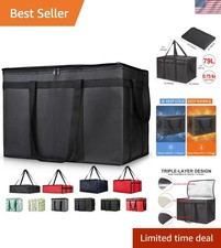 Insulated Food Delivery Bag, XXXL Insulated Reusable Grocery Cooler/Hot Bags,...