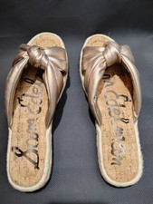 Sam Edelman Women’s Sz 6.5 Cork And Black Leather Flat Sandals 