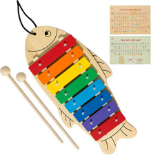 Xylophone for Baby Toddler Fish Shape Wooden Xylophone with 2 Mallets Educationa