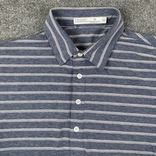 Criquet Polo Shirt Mens M Blue Striped Golf Stretch Performance Preppy