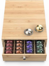 for Nespresso Vertuo Capsules Bamboo Coffee Pod Drawer Organizer