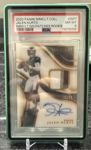 2020 Panini Immaculate Jalen Hurts RPA Patch Auto /99 #ISP7 PSA 8 Rookie Eagles