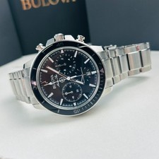 Bulova Marine Star Series C 96B272 Black Dial Stainless Steel Men's Quartz Watch
