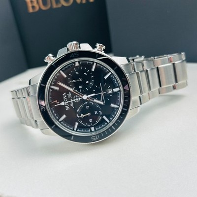 Bulova Marine Star Series C 96B272 Black Dial Stainless Steel Men's Quartz Watch