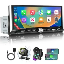 6.86' Single Din Touchscreen Car Stereo with Wireless Apple Carplay Android Auto