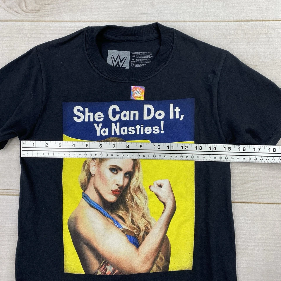 Camiseta WWE Lacey Evans Juvenil S Negra She Can Do It Ya Nasties Gráfico Lucha Libre Foto 3 de 4