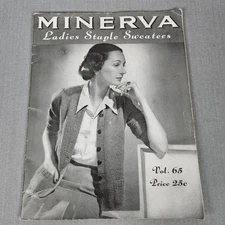 MINERVA YARNS Ladies Staple Sweaters Vol. 65 1942 Hand Knitting Pattern Book