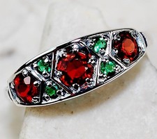 Heat Treated 1CT Fire Garnet 925 Sterling Silver Art Deco Ring Sz 8 FB9-3