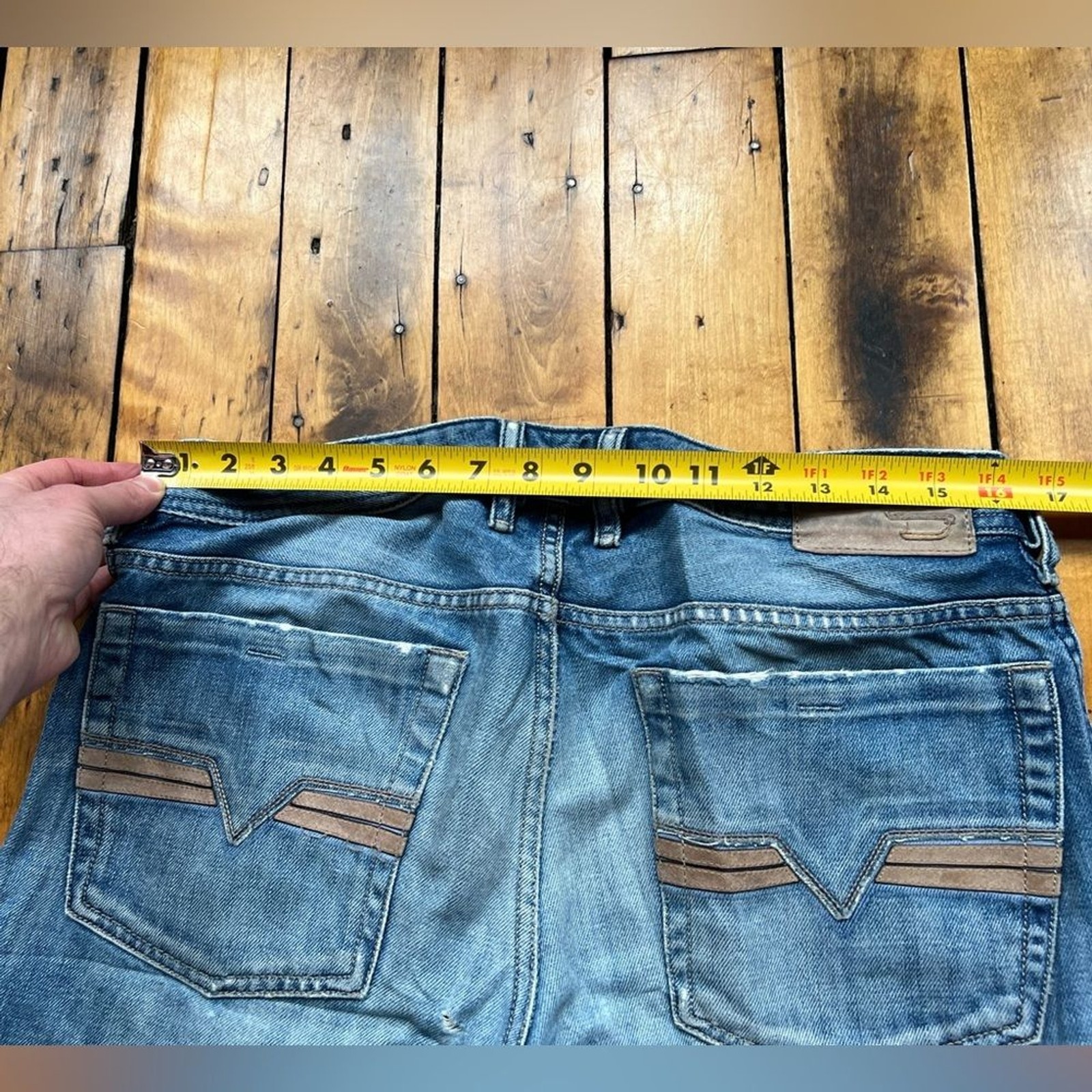 Diesel Men’s 31 (Fits 32x30) Zatiny Bootcut Light Wash Jeans Distressed Italy image 9
