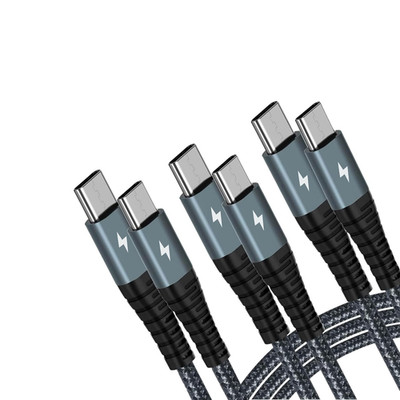 3 Pack Braided USB-C Black Charging Cables 60W 4FT Cables for Samsung