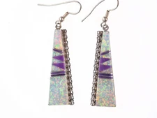 Mel Benally Navajo Sterling Opal, and Charoite channel inlay earrings