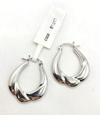 925 Mexico Sterling Silver 1" Scalloped Hoop Earrings