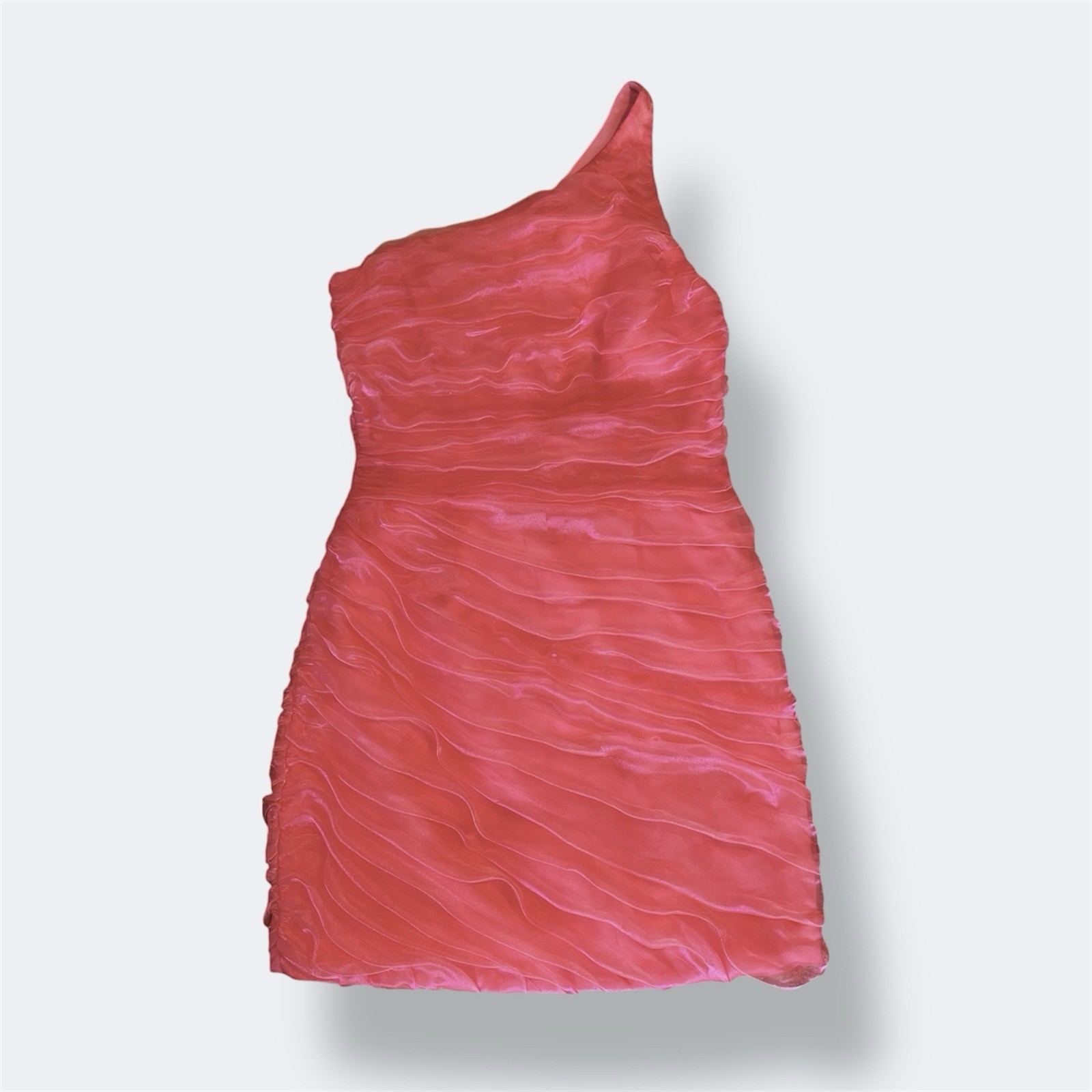 Aje Mercury Iridescent Mini Dress Coral AU 6 / US 2 / XS Cocktail Party Ruched image 5