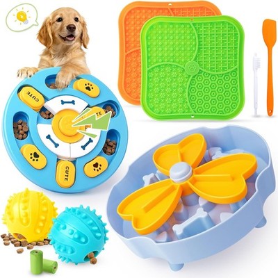 9 Pack Dog Puzzle Lick Mat Treat Balls Interactive Slow Feeder Small Medium Dogs