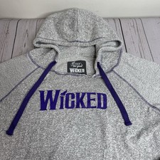 Wicked Wear Musical Twill Embroidered Witch Hoodie Gray Unisex Size Large