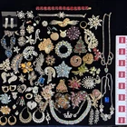 Huge Lot Vtg - Now Rhinestone Costume Jewelry Missing Stones Broken Single Ear.