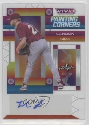 2022 Leaf Vivid Painting Corners White 5/25 Landon Sims #PC-LS1 Auto 4z8
