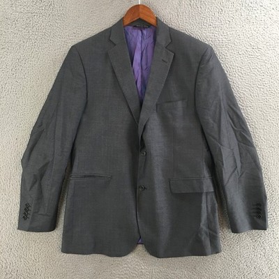Saks Fifth Avenue Blazer Men 44R Trim Fit Sport Coat Classic Suit Wool Gray