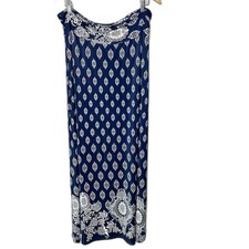 Gilli 2x Maxi Skirt Navy Blue and White Boho Print Coastal