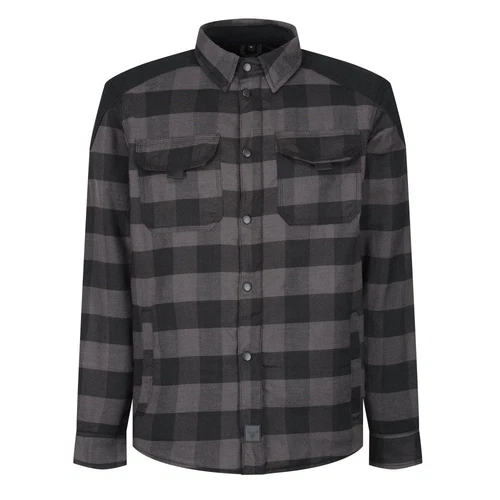 MotoBull Woody Flannel Motorcycle Jacket Shacket Shirt Ce Aa Grey
