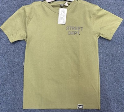 STREET DEPT. Men's Olive Cotton T-Shirt M Short Sleeve Logo Accent