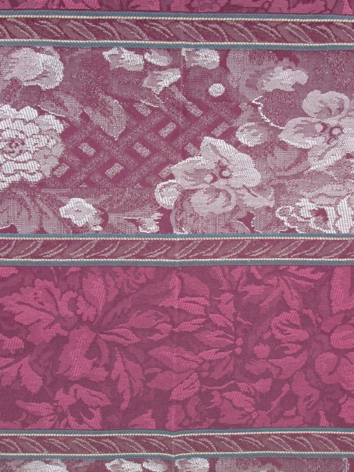 Floral Damask Jacquard Stripe Fabric Red Burgundy Upholstery Home Decor 3 yd Vtg - Image 3 of 4