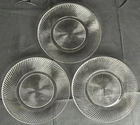 1930s Set of 3 Federal Glass Diane Pattern Depression Glass 9 1/2" Lunch Plates