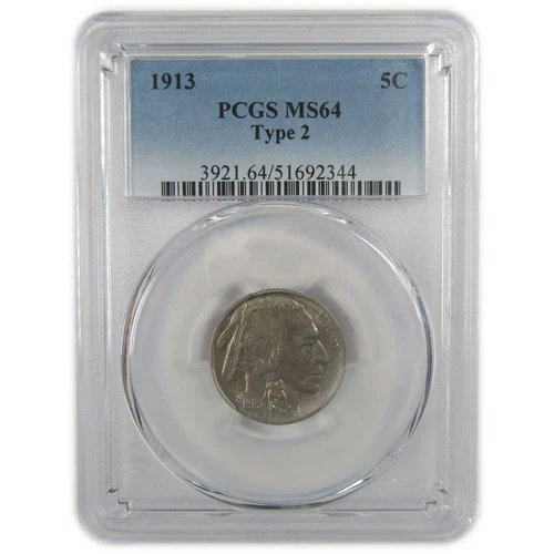 1913 Type 2 Indian Head Buffalo Nickel MS 64 PCGS 5c Coin SKU:I22012