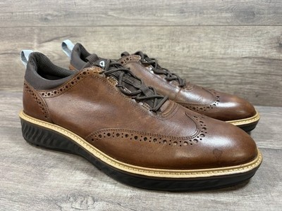 Ecco ST.1 HYBRID Brogue Oxford Leather Shoes Brown Mens Size EU 45 US 11 11.5