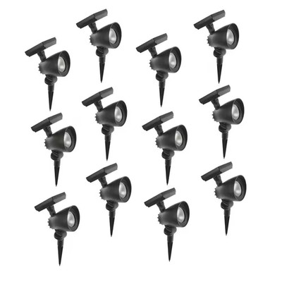55 Lumens Black LED Outdoor Solar Spotlight with Adjustable Head (12-Pack) Free