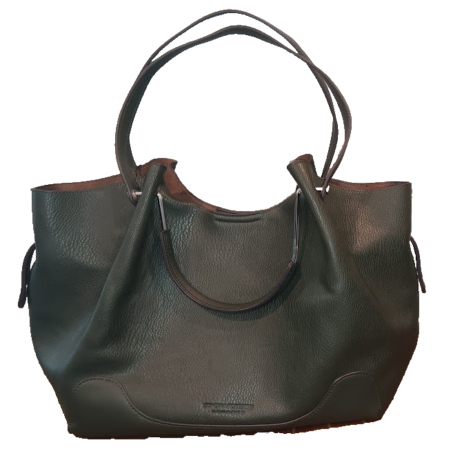 Sondra Roberts Squared Large Green Faux Leather Shoulder Bag Purse