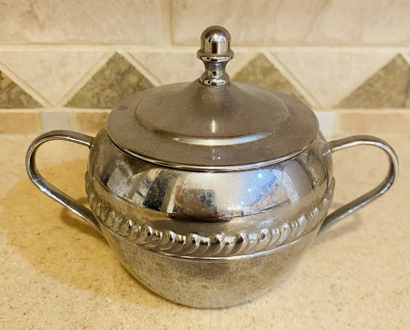Vintage Chrome Sugar Bowl And Creamer Set Irvinware 1970's Made In USA