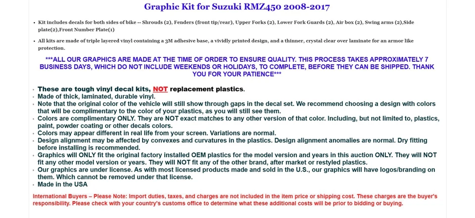 Graphic Stickers +#PLT/RIM Decals For Suzuki RMZ450 2008-2017 REAPER 2 O - Imagem 2 de 2