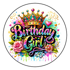 30 PRINCESS BIRTHDAY GIRL ENVELOPE SEALS LABELS STICKERS 1.5" ROUND CROWN FAVORS
