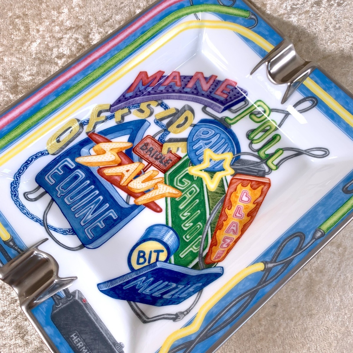 Hermes Cigar Ashtray Porcelain Change Tray Chevaloscope Neon