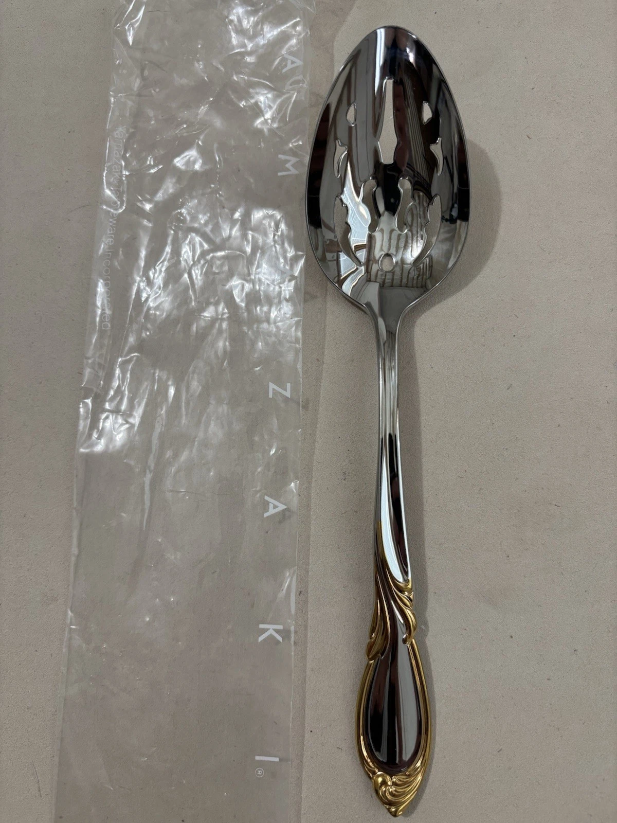 Yamazaki stainless - CACHE GOLD - pierced tablespoon (serving spoon) NEW