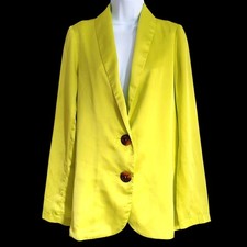 Show Me Your MuMu Felix Blazer Lime Luxe Satin Button Oversized Sz XS