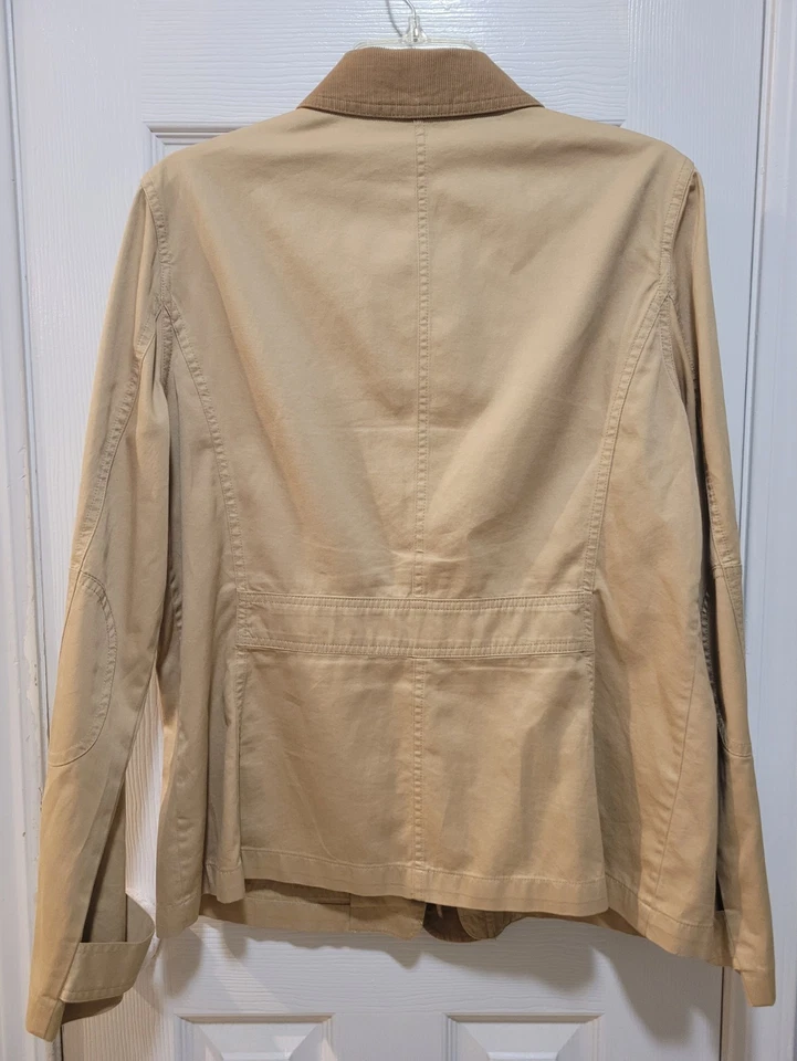 Ralph Lauren Womens Barn Jacket Tan Corduroy Collar Size L Safari Outdoor  - Image 2 of 4