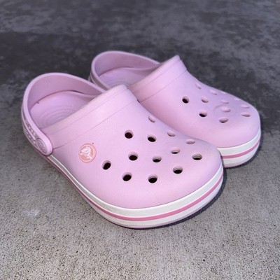 Crocs Crocband Girls Size J 2 Pink Slip On Shoes Water Shoe