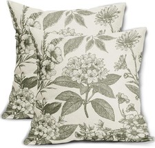 Floral Pillow Covers 18x18 Inch Set of 2 18" x 18" Pack of 2 Sage Green