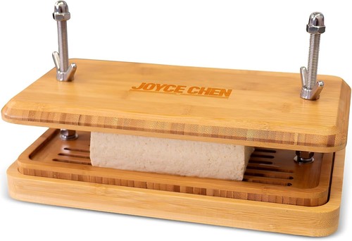 Joyce Chen Bamboo Tofu Press, Built-In Drainage Grate & Removable Drip Tray, - Picture 1 of 8