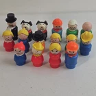 Vintage Fisher Price Little People Lot of 16 Dog Clown Man Woman Vtg Top Hat