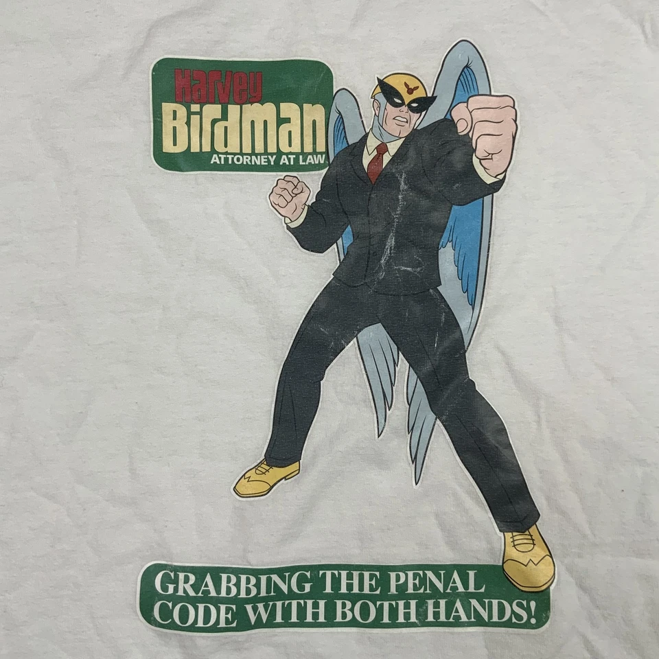 Vintage Harvey Birdman Attorney At Law Shirt Mens XL White Adult Swim Ringer Tee - Image 3 of 4