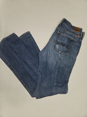 Lucky Brand Jeans Womens Sz 28 Dungarees Gene Montessano Classic Fit Long Blue