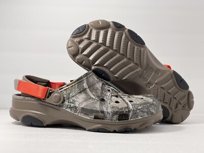 camo crocs with orange strap